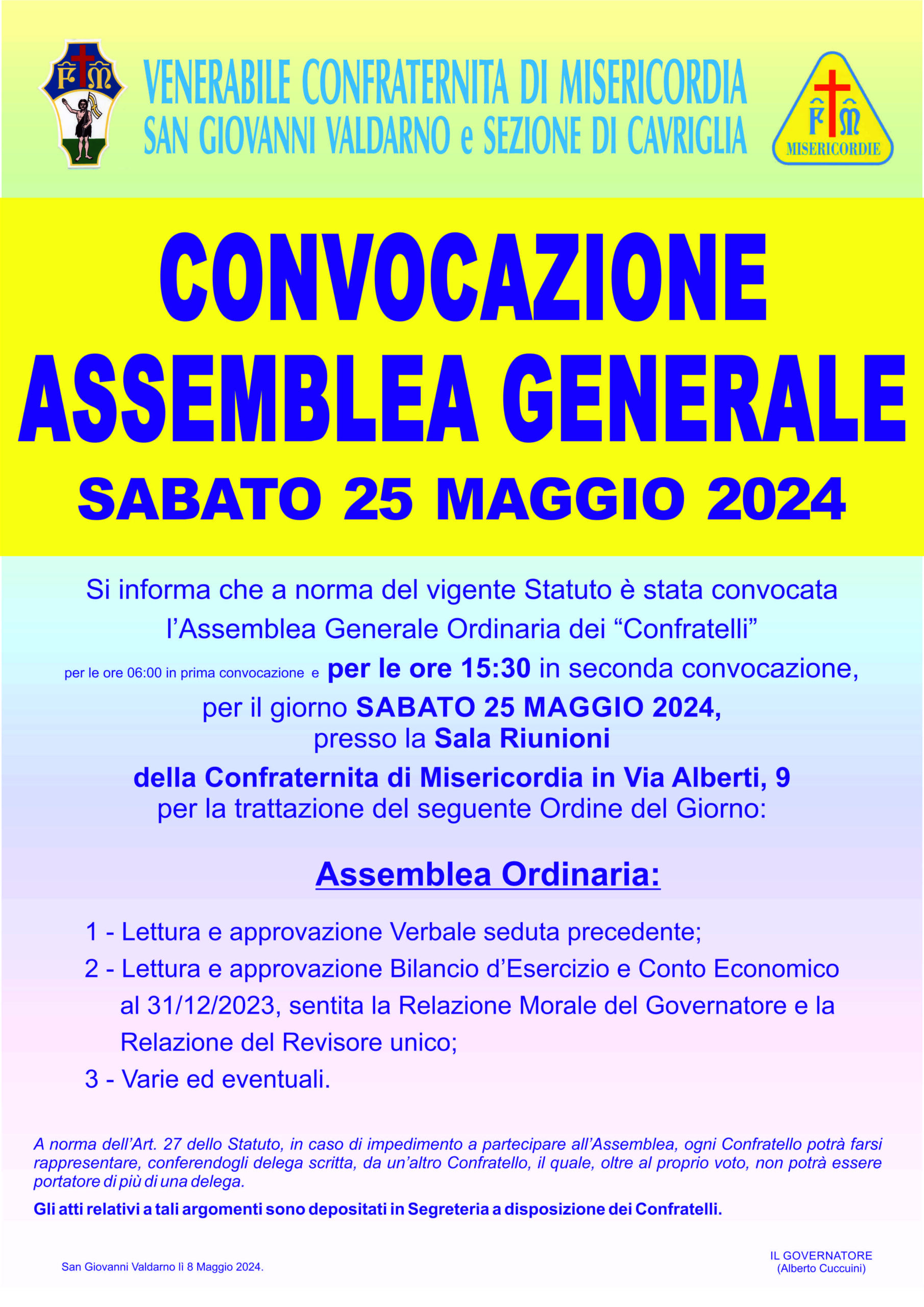 Convocazione Assemblea Generale Maggio 2024